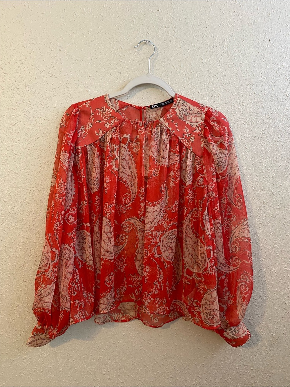 Zara Red Paisley Chiffon Blouse